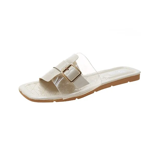 2025 New Women's Summer Flats Flip Flops – Casual Slingback Open-Toe Slides, Rome Style, Shallow Dress Slippers for Women
