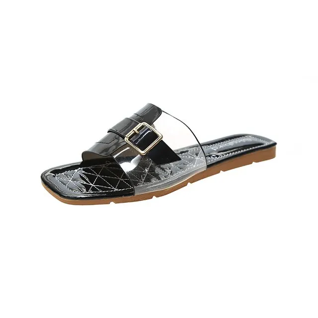 2025 New Women's Summer Flats Flip Flops – Casual Slingback Open-Toe Slides, Rome Style, Shallow Dress Slippers for Women