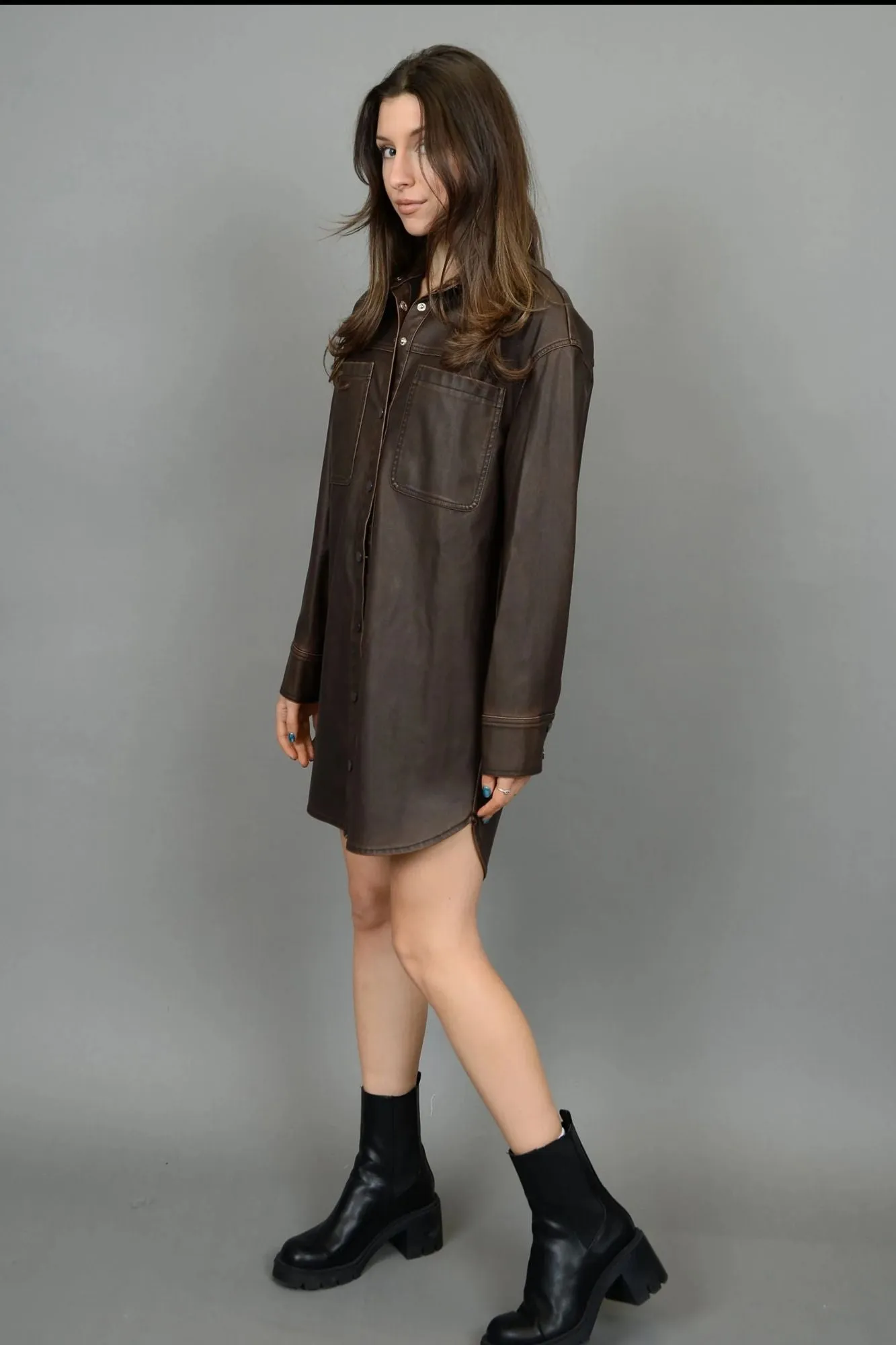 Aliska Faux Leather Dress