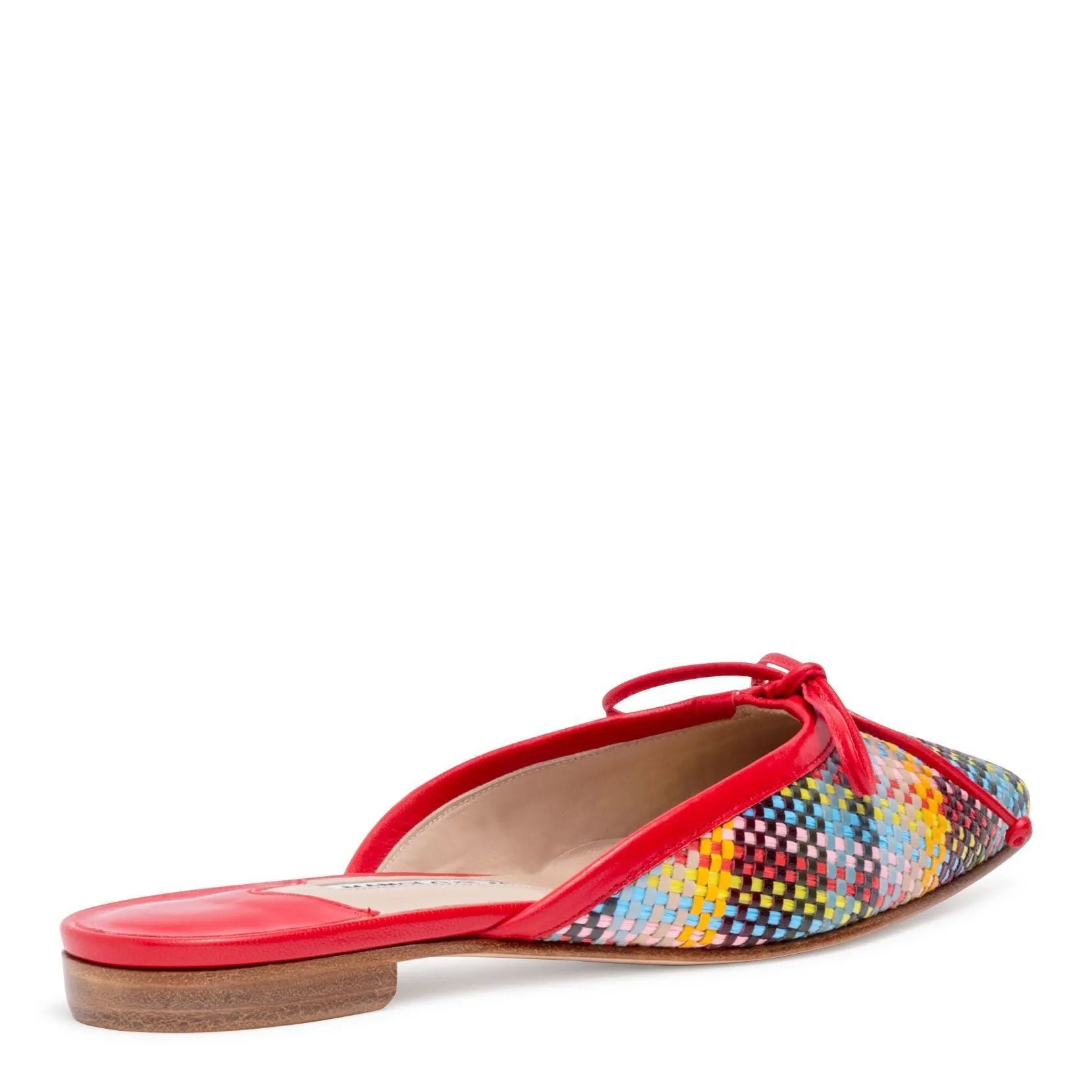Ballerimu 10 Red Multicolor Plaid Mule Flats