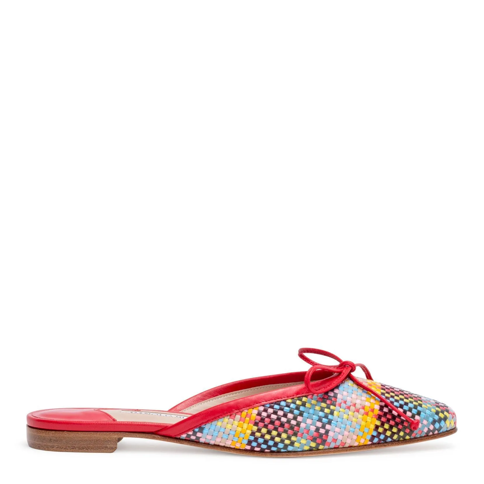 Ballerimu 10 Red Multicolor Plaid Mule Flats
