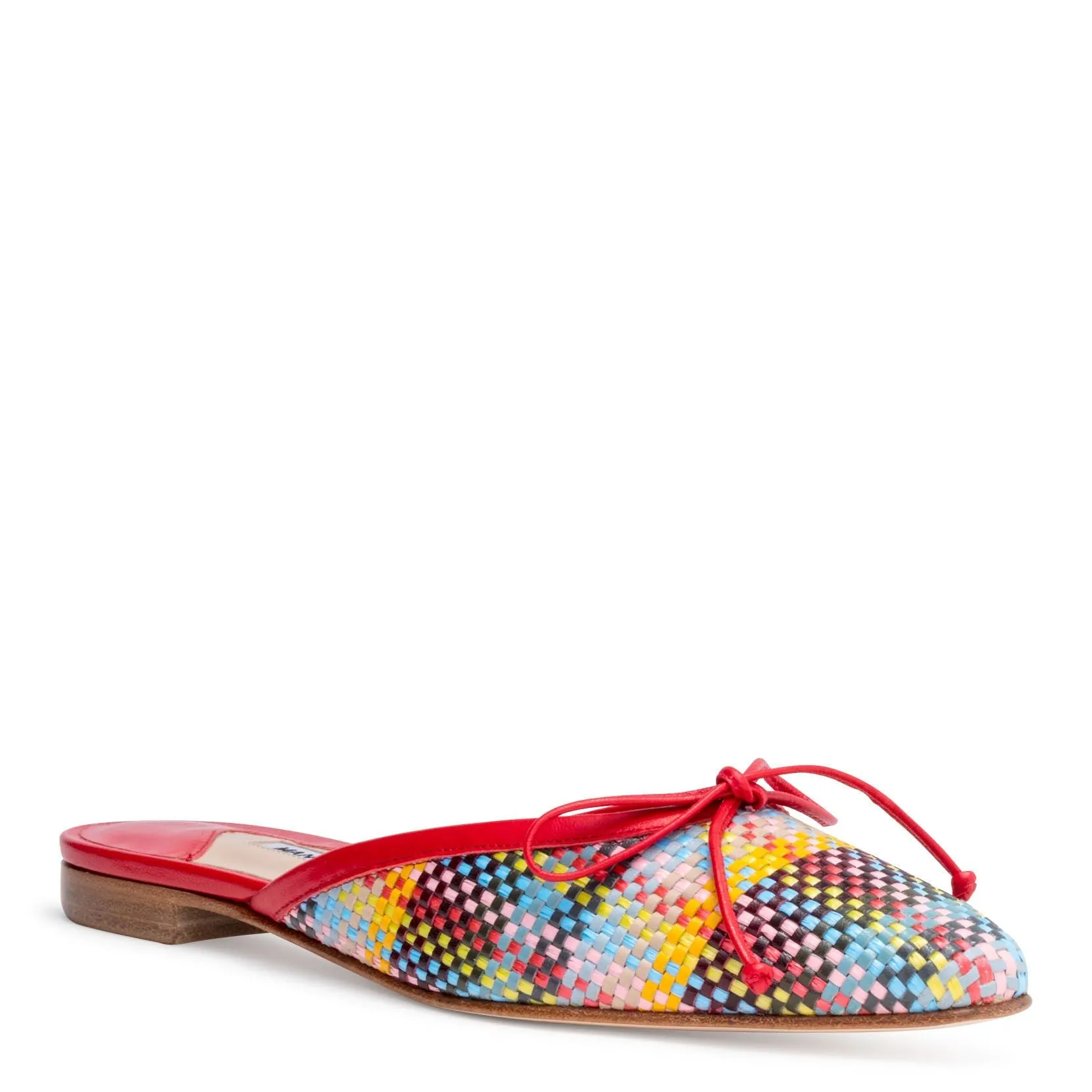 Ballerimu 10 Red Multicolor Plaid Mule Flats