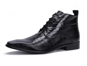 Men's Zipper Leather Plain Toe  Dress Boots