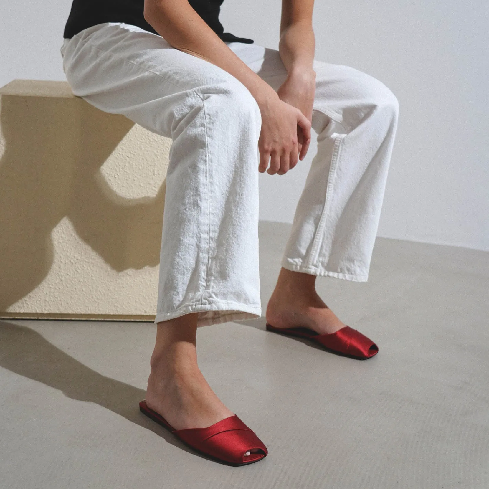 Milla red satin flats