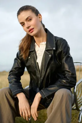 Studded Leather Biker Jacket