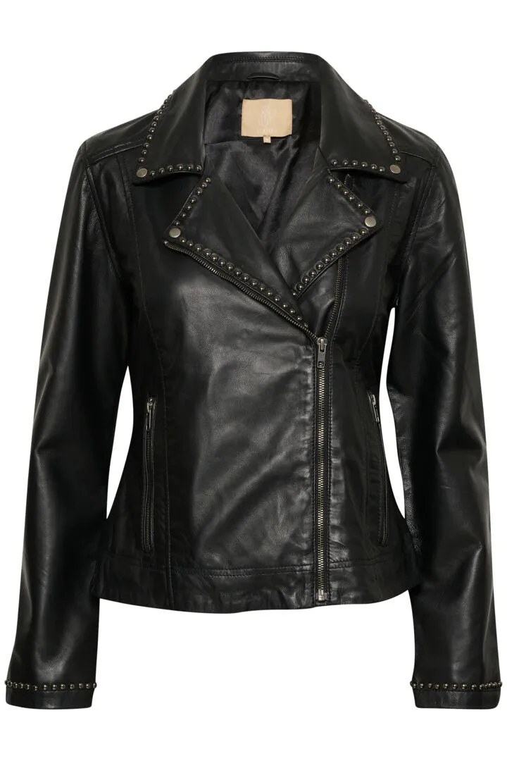 Studded Leather Biker Jacket