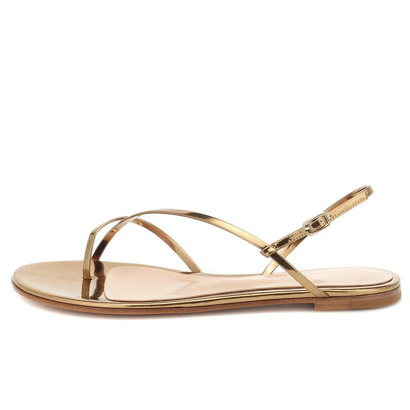 Summer Champagne Patent Leather Bunions Flats
