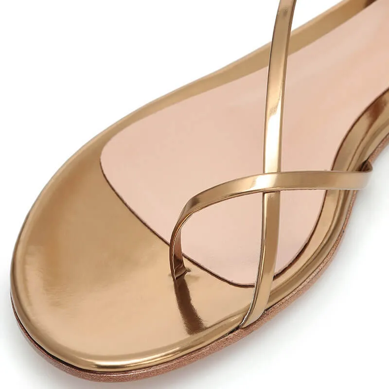 Summer Champagne Patent Leather Bunions Flats